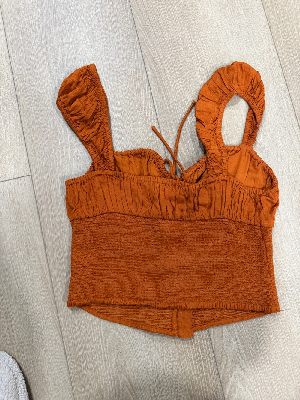 Urban Outfitters Rust Smocked Button-Front Tank Top - Picture 3 of 5